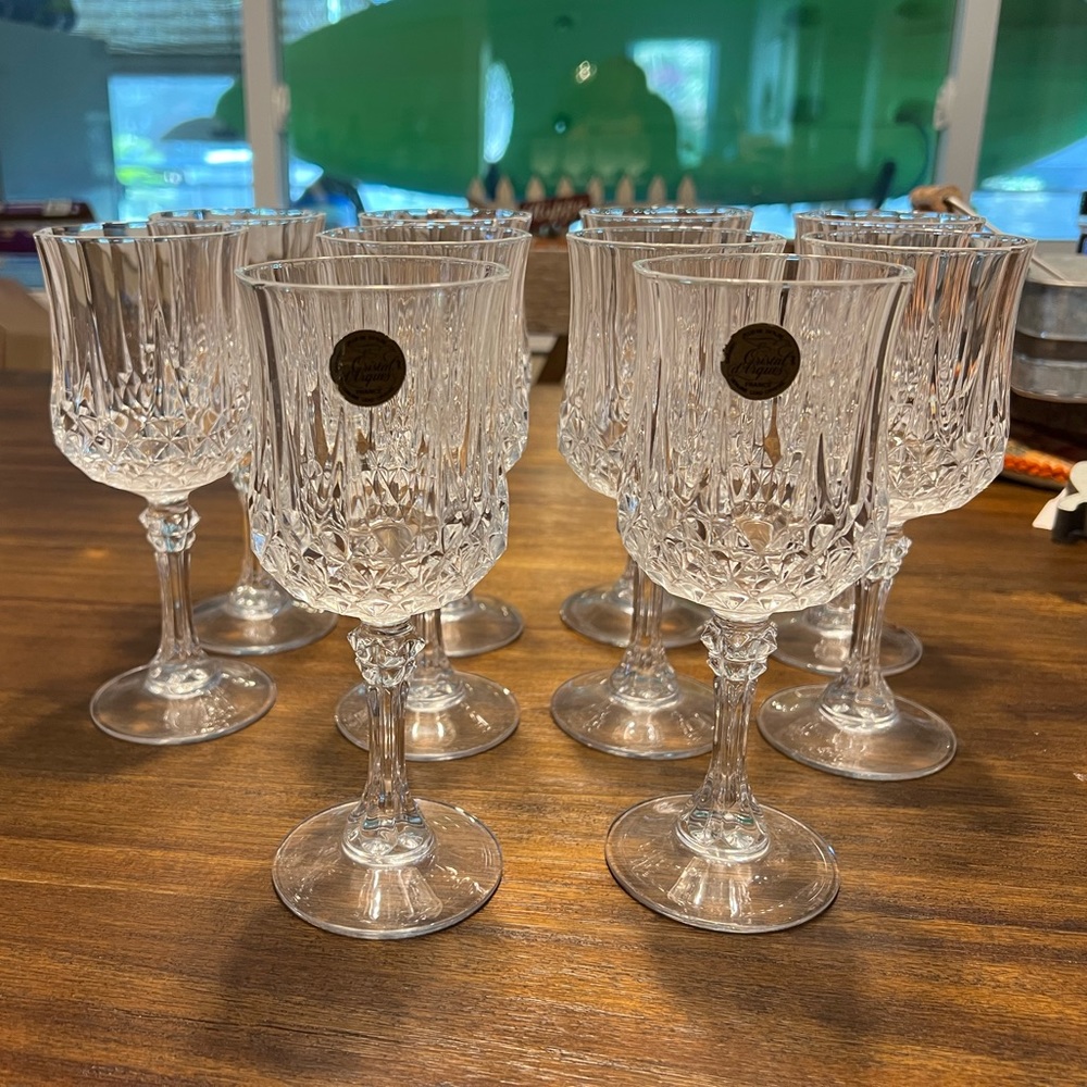 Brand New- 10 Cristal d'Arques (France) Genuine Lead Crystal Stemmed Win…